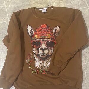Brown Llama Graphic Sweater